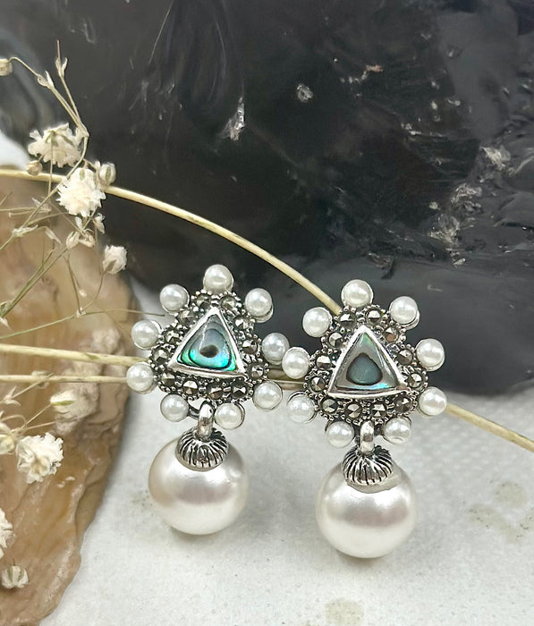 Alloy White Oxidised Mirror & Pearl Earrings, Size: Free Size at Rs  120/pair in Delhi